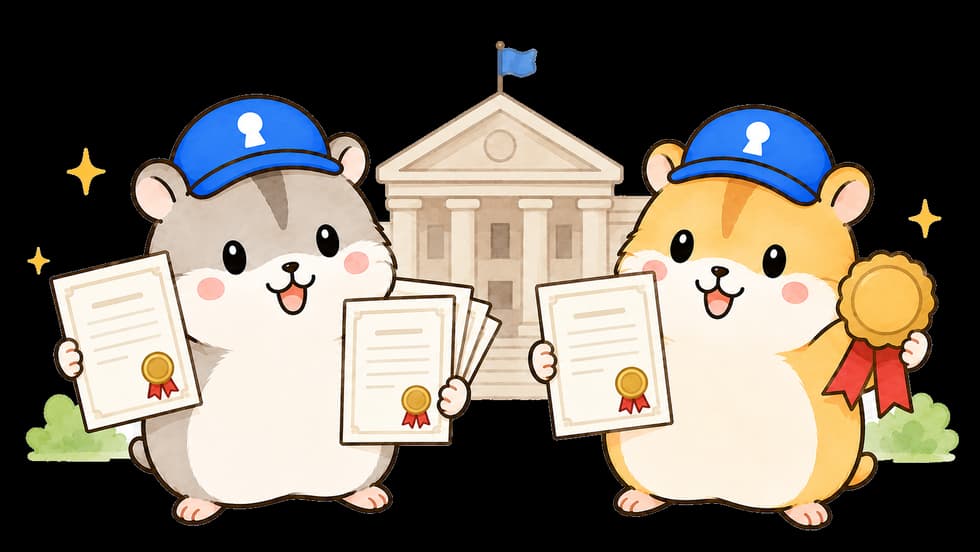 公的機関からの依頼実績を案内するハムスターのイラスト